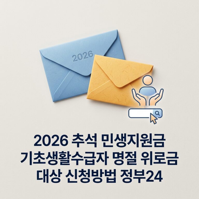 ai thumbnail minimal 2026 추석 민생지원금 기초생활수급자 명절 위로금 대상 신청방법 정부24 1787800175