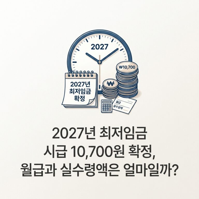 ai thumbnail minimal 2027년 최저임금 시급 10700원 확정 월급과 실수령액은 얼마일까 1787924024